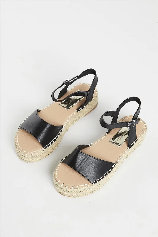 Stylish and comfortable women's shoes for long flightsBlack Open Toe Sandal