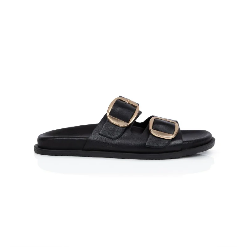 Comfy casual women's shoes for everyday wearTalia: Black Two Bar Sandals