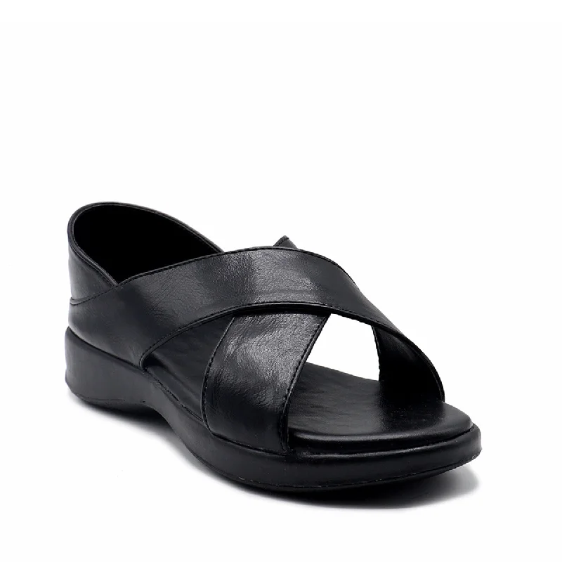 Flattering and figure-hugging women's footwearBlack Pu Sandal 078124