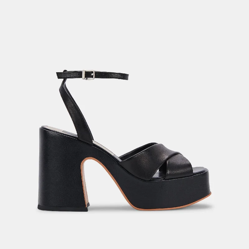 Chic and stylish women's shoes for cocktail partiesWESSI HEELS BLACK LEATHER