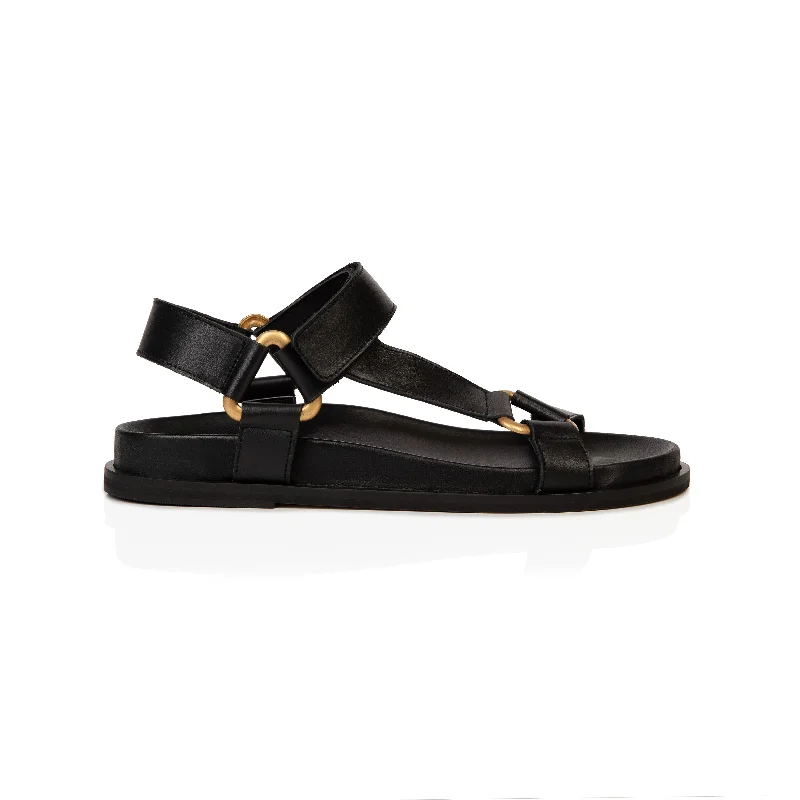 Comfy and stylish women's shoes for lounging around the houseCleo: Black Leather Sandals