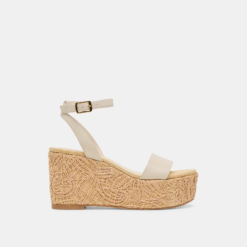 Bold and colorful women's shoes for making a statementTALISA WEDGES IVORY LEATHER