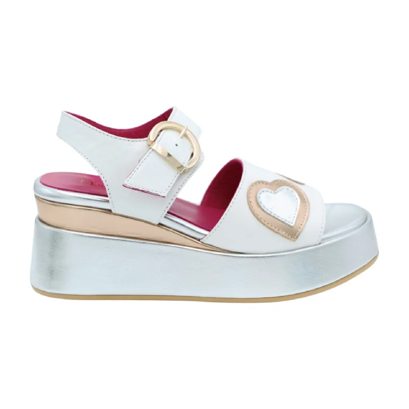 Comfy and stylish women's shoes for flat feetMARCO MOREO White Wedge Sandal Heart F104