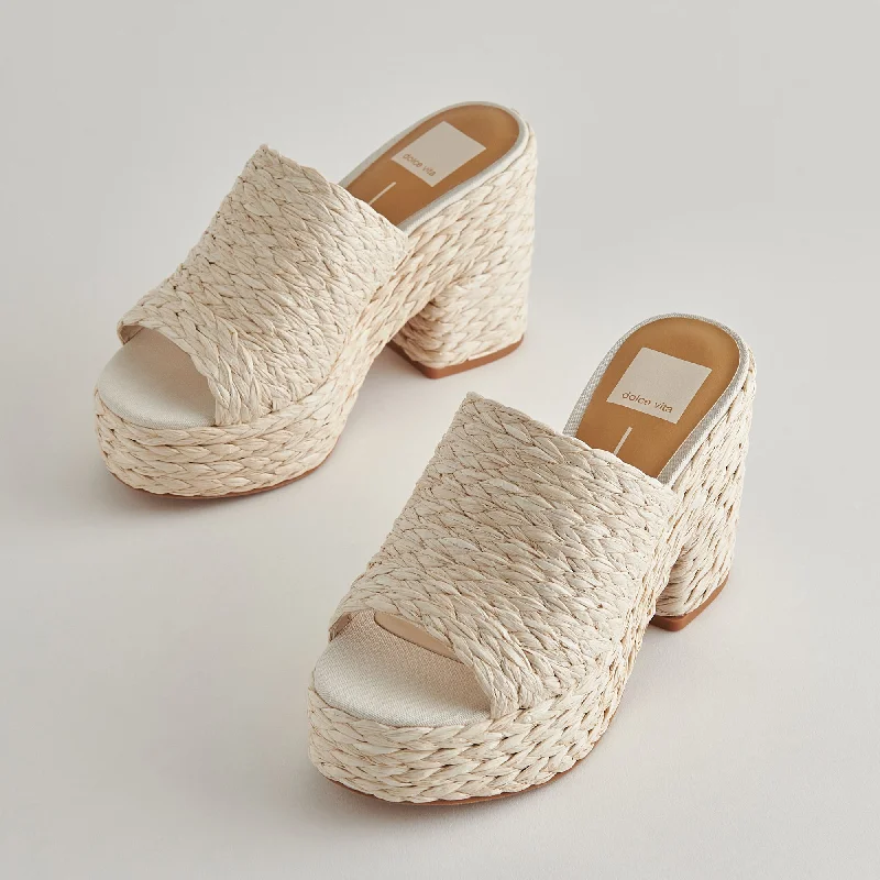 Luxurious and opulent women's shoe optionsELORA HEELS OFF WHITE RAFFIA