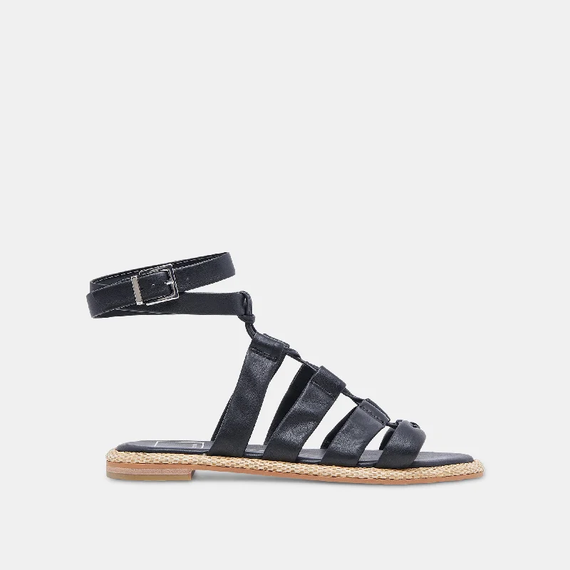 Warm and cozy women's shoes for winterADISON SANDALS BLACK LEATHER
