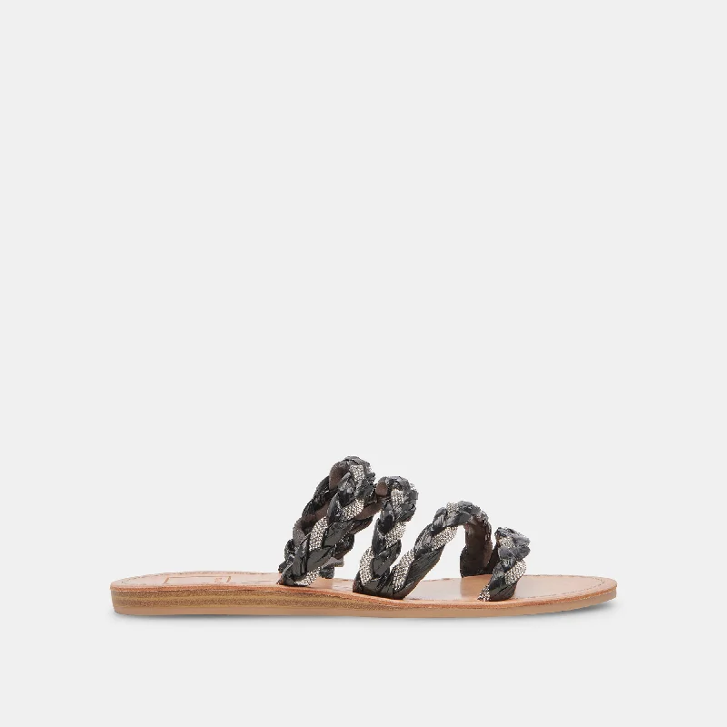Exotic and bold women's shoe designsKHLOE SANDALS BLACK RHINESTONE