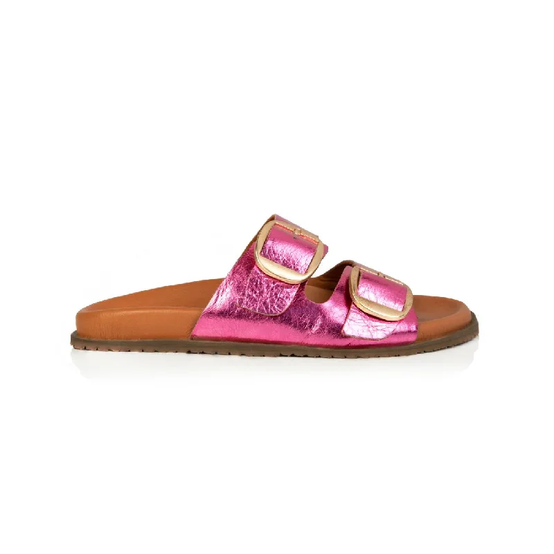Bold and striking women's shoe fashionsTalia: Pink Metallic Two Bar Sandals