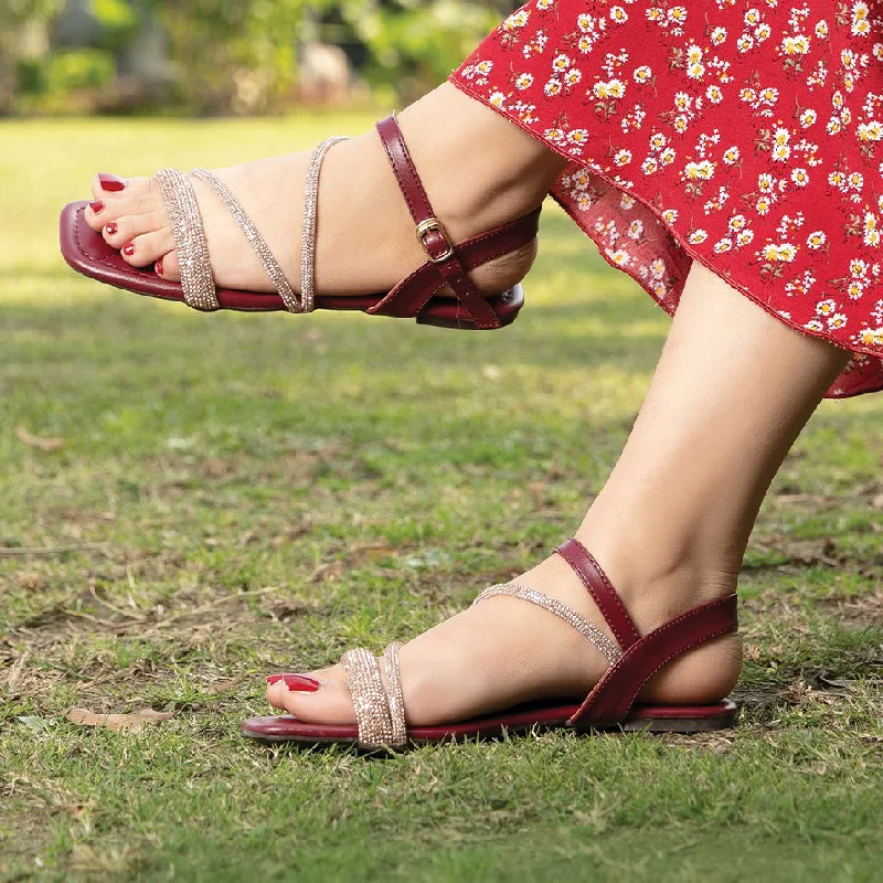 Elegant and sophisticated women's shoes for any formal eventMaroon Fancy Sandal L00600001