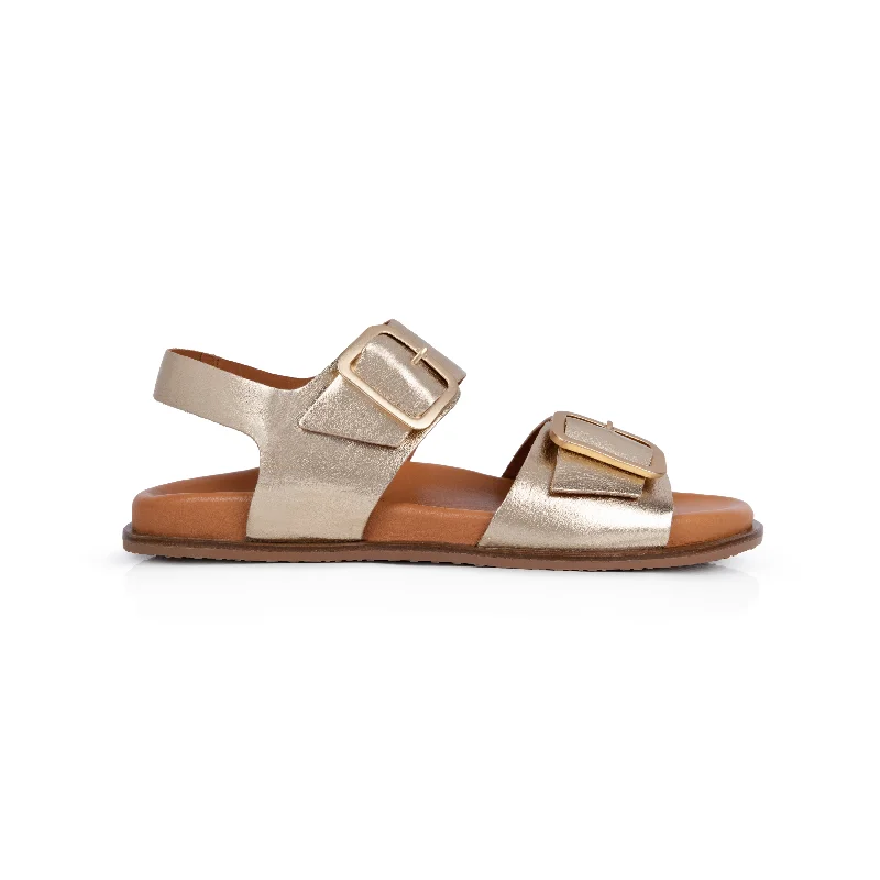 Timeless and elegant women's shoe classicsGala: Gold Two Bar Back Strap Sandals