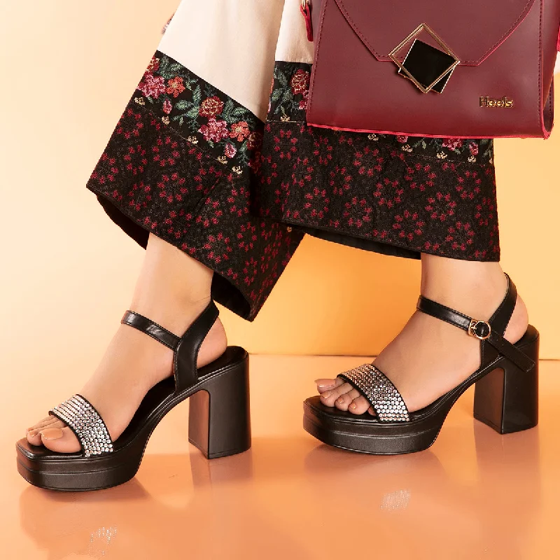 Bold and colorful women's shoes for making a statementBlack Formal Sandal 055429