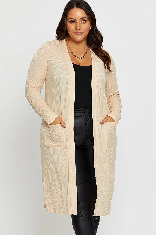 Beige Plus Longline Cardi