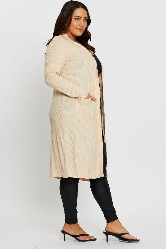 Beige Plus Longline Cardi