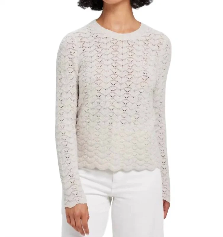 Knit Boucle Crew Sweater In Sand