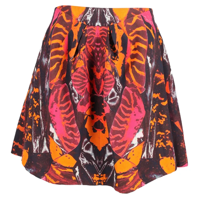 McQ by Alexander McQueen Kaleidoscopic Beetle Print A Line Skirt in Multicolor Cotton