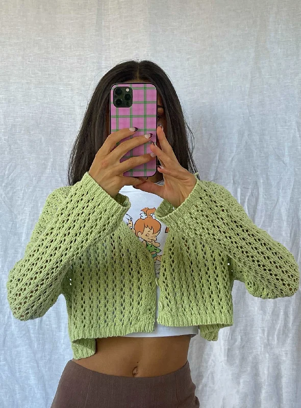 Taleah Lace Knit Cardigan Green