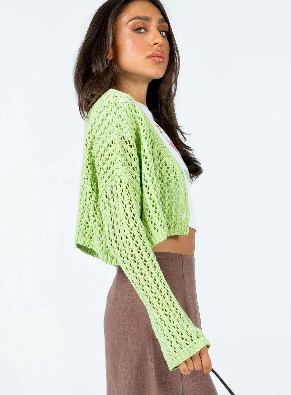 Taleah Lace Knit Cardigan Green