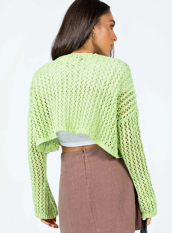 Taleah Lace Knit Cardigan Green