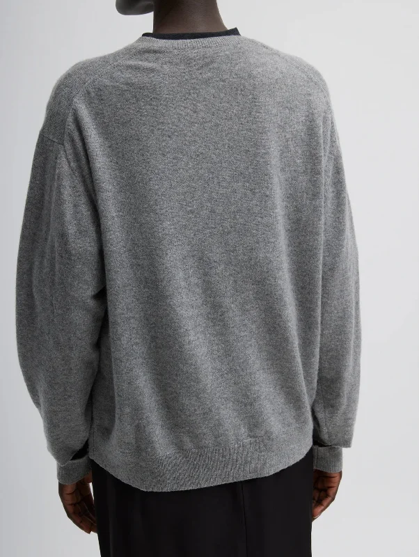 Washable Cashmere Easy Polo in Heather Grey