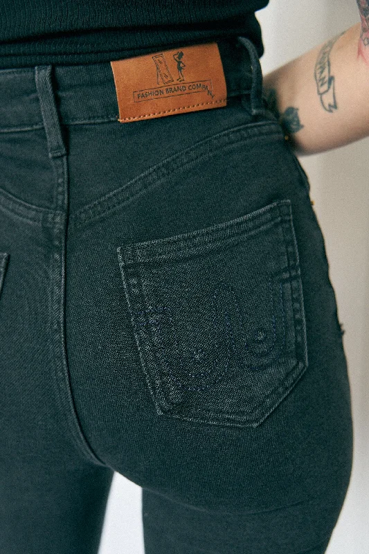 TALL Nap Jeans for big butts black denim