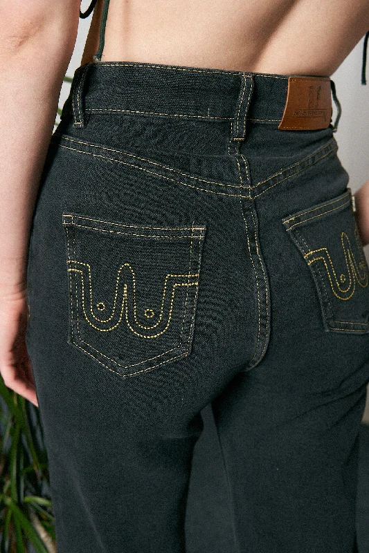 Nap jeans Black Denim with yellow thread