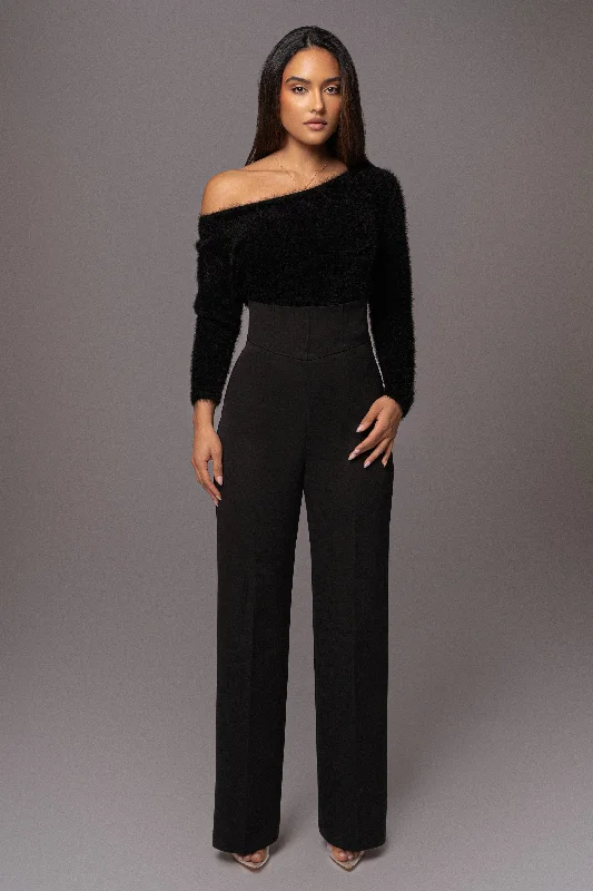 Black Yesenia Asymmetrical Knit Top