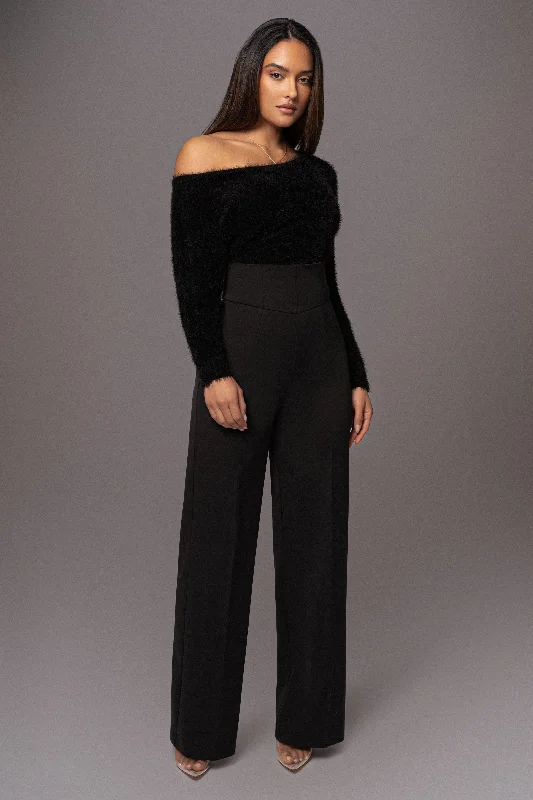 Black Yesenia Asymmetrical Knit Top