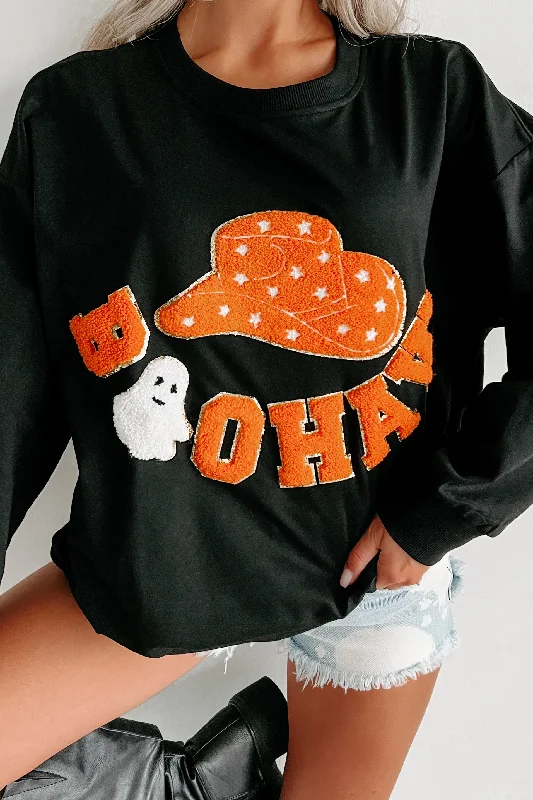 Ghost Country Oversized Patch Graphic Top (Black)