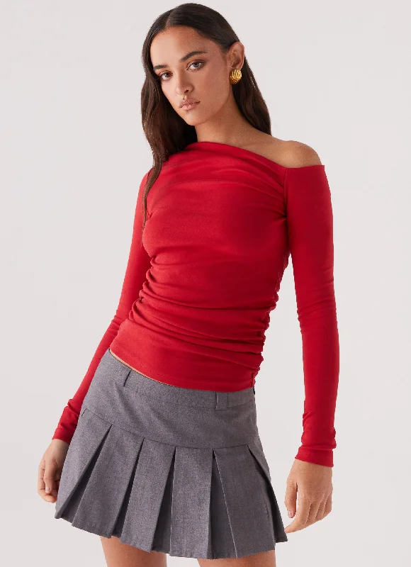 Kiki Long Sleeve Top - Cherry