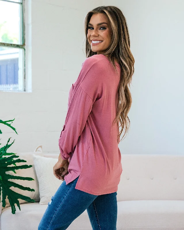 Bexley Mauve Boyfriend 3/4 Sleeve Top