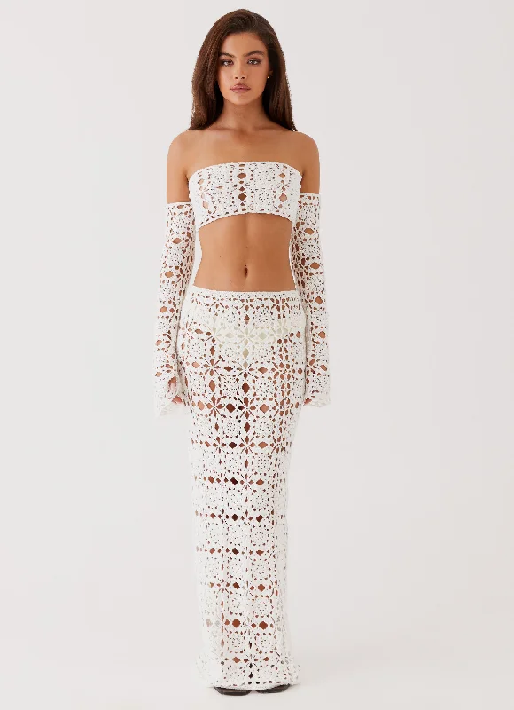 Sorrentino Crochet Long Sleeve Top - White