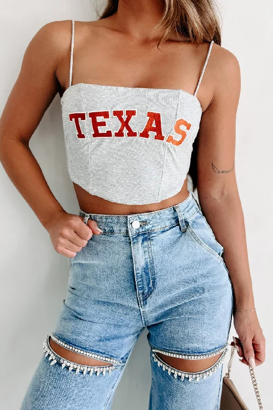 That's My Team Embroidered Corset Top (Texas)