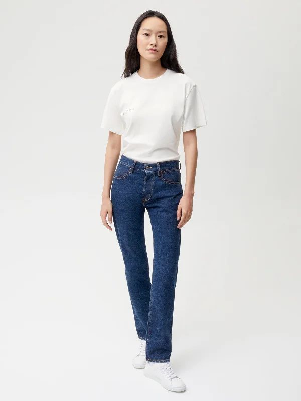 Nettle Denim Straight Leg Jeans—mid wash