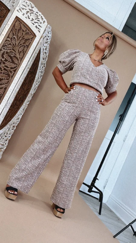 Multicolor Tweed Pant Set