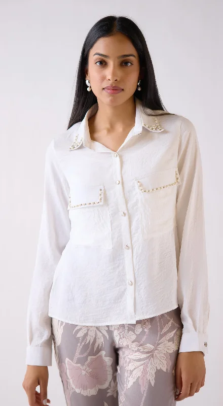 Ivory Crushed Satin Shirt