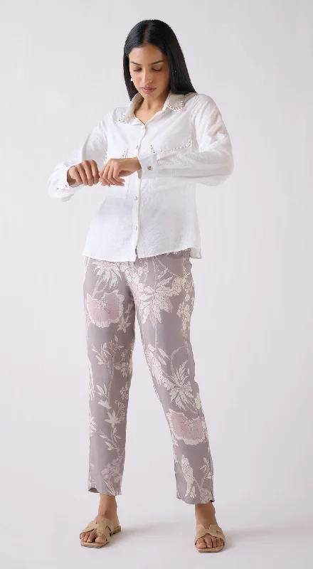 Ivory Crushed Satin Shirt