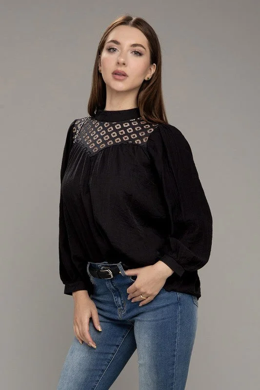 Lace yoke blouse