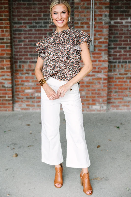 On My Heart Brown Ditsy Floral Blouse