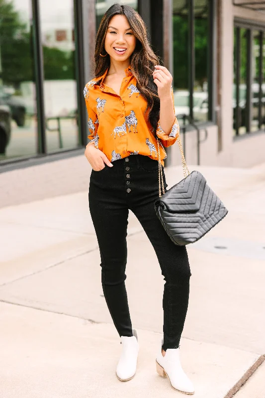 On The Run Brown Zebra Blouse