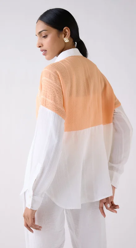 Peach Textured Chiffon Two-Tone Shirt