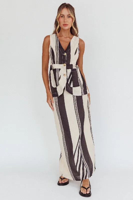 Philomena Maxi Skirt Stripe Black