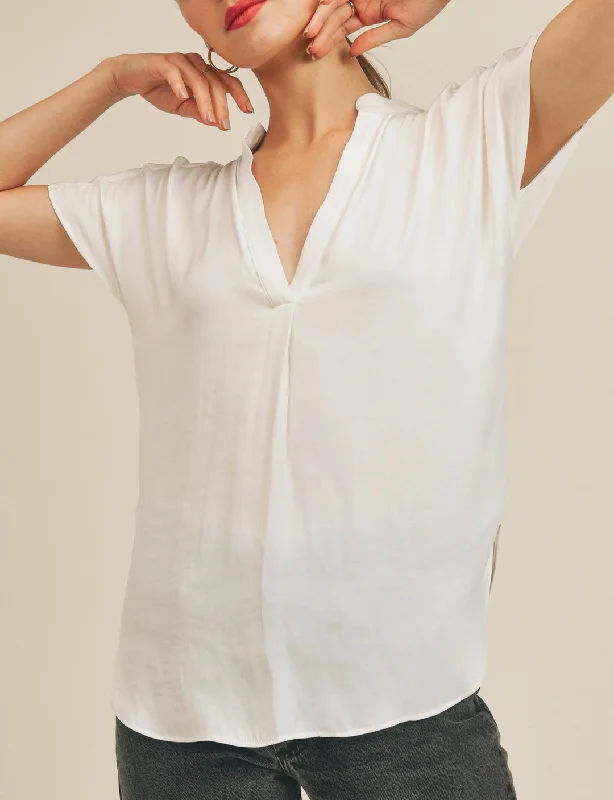 Esme V Neck Blouse, White