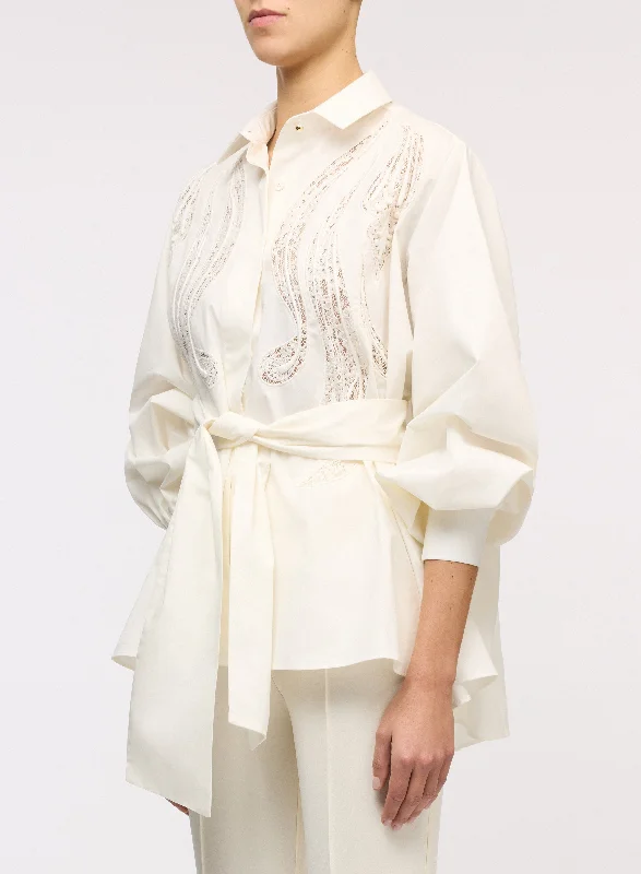 Lace Embroidered Cotton Shirt