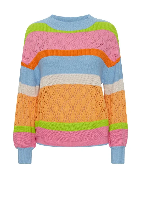 b.young Colour Block Crochet Knit Jumper, Multi