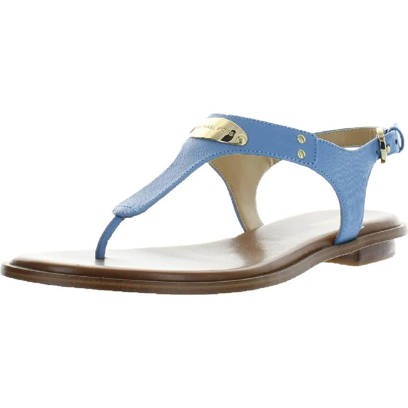 MK Plate Womens Textured T-Strap Thong Sandals