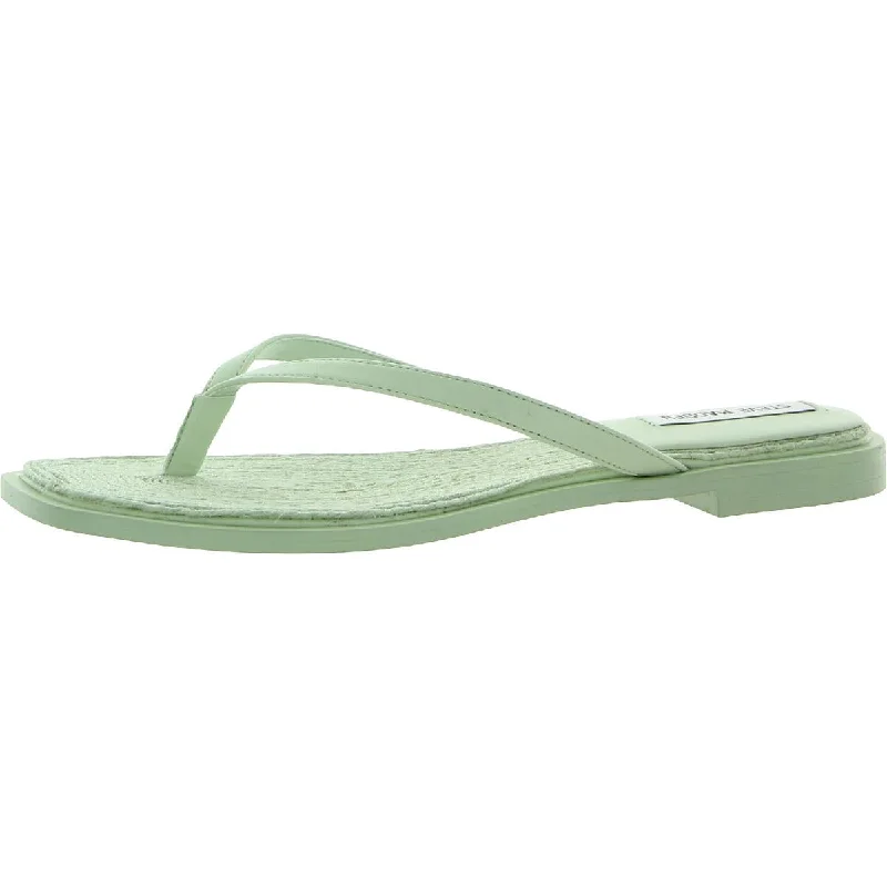 Abela Womens Faux Leather Toe Post Flip-Flops