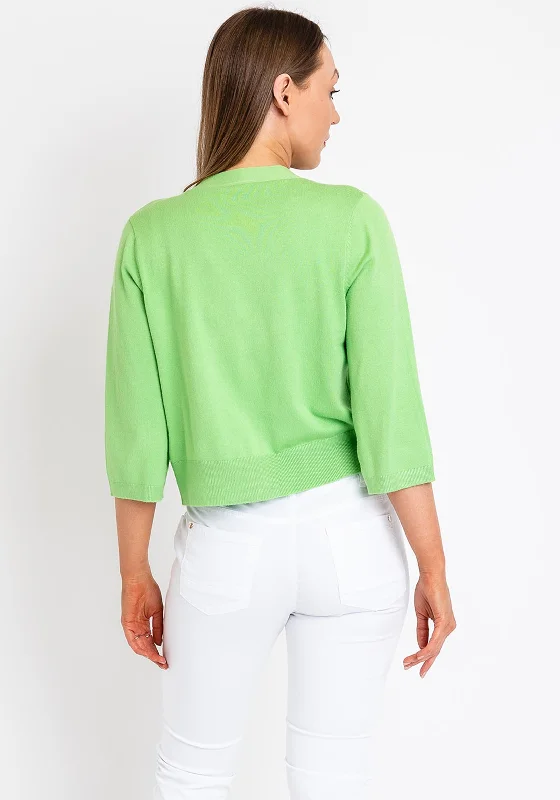 Fransa Fine Knit Cropped Cardigan, Apple Green