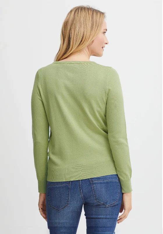 Fransa Basic Button Cardigan, Lime Green