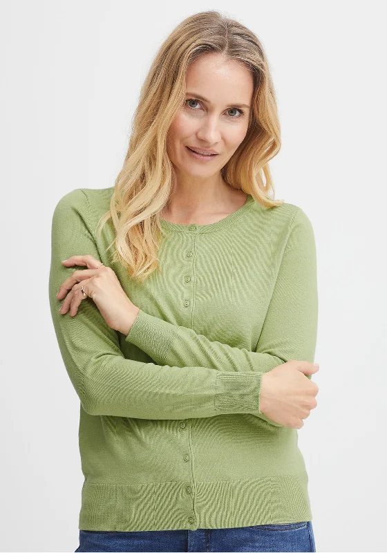 Fransa Basic Button Cardigan, Lime Green