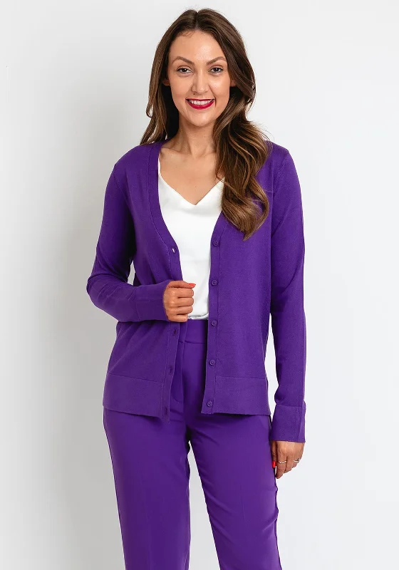 Gerry Weber Button Up Knit Cardigan, Purple