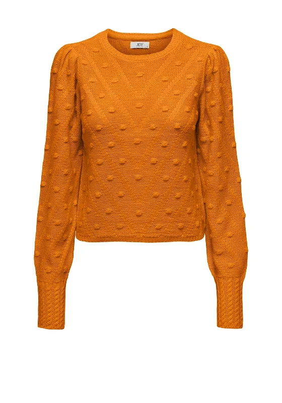 JDY Selma Structured Knit Jumper, Orange Pepper